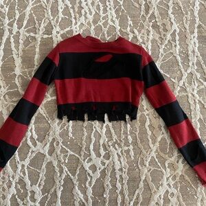 Red and Black Striped Sweater